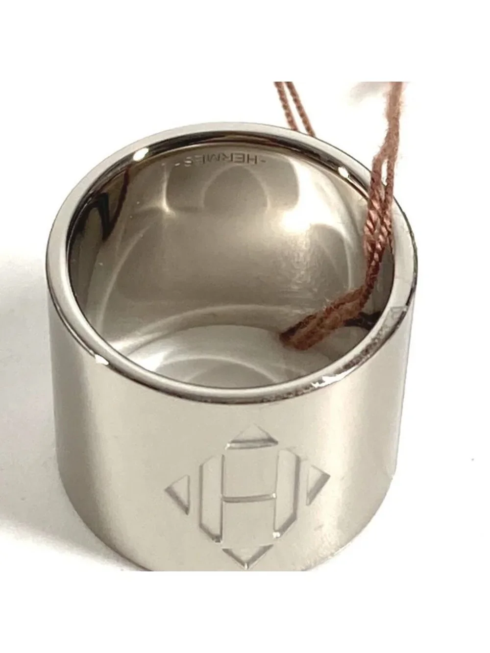 Hermes Scarf Ring Dearman Logo Metal Silver - Picture 3 of 8